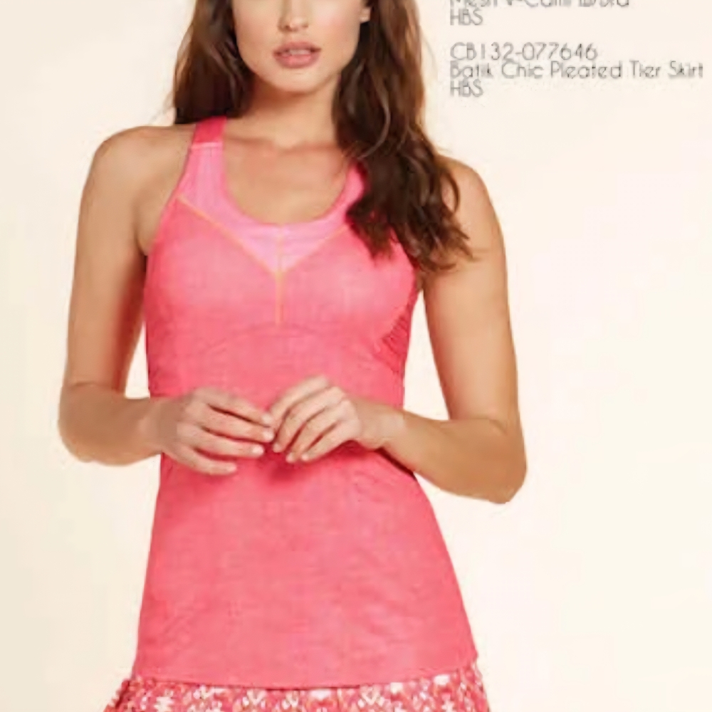 Lucky in Love 'Summer Lovin' Pink Tank Top Orange Trim Womens 12